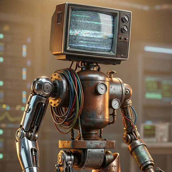 Short-Circuit, a patchwork robot with a TV head